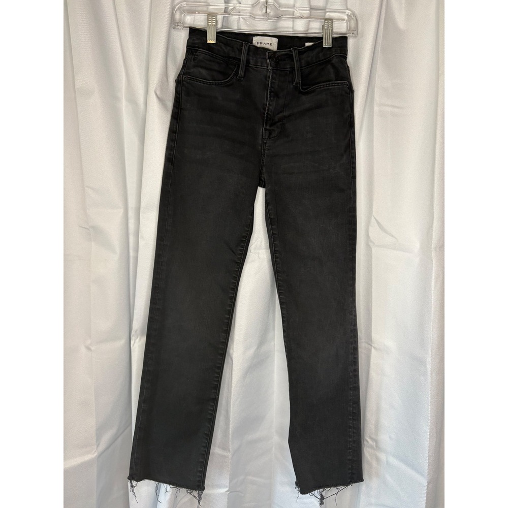 FRAME Le High Straight Raw Hem Denim Jeans Edgy Downtown Cool Quiet Luxury